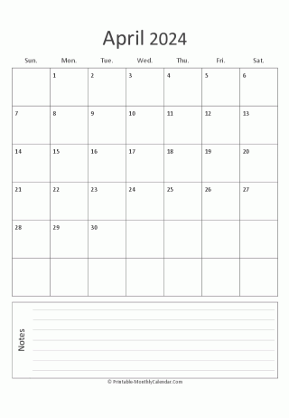 april 2024 printable calendar (portrait layout)