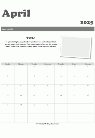 april 2025 snapshot calendar